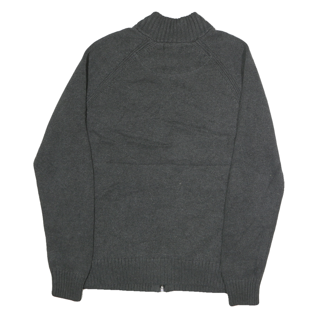 CALVIN KLEIN Mens Black & Grey Patterned Cotton Jumper Full Zip L Quilted Casual