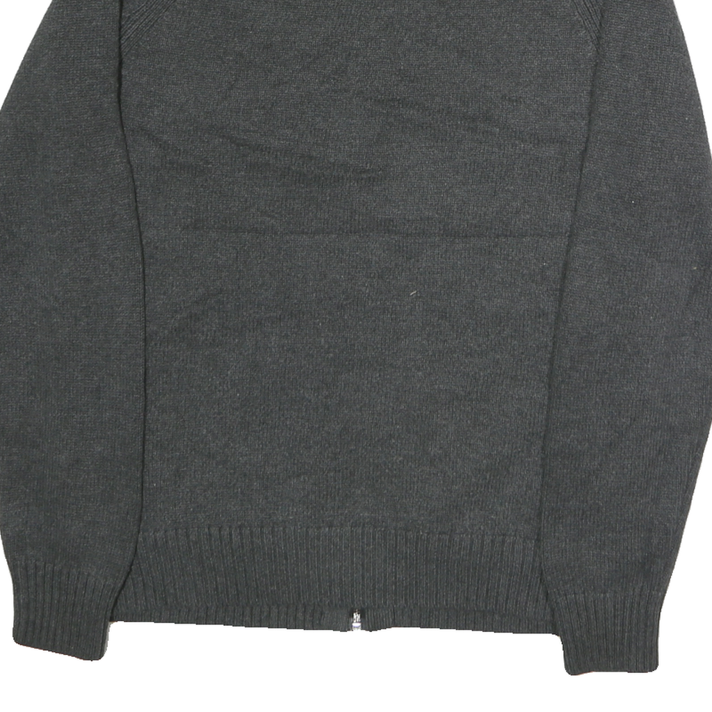 CALVIN KLEIN Mens Black & Grey Patterned Cotton Jumper Full Zip L Quilted Casual