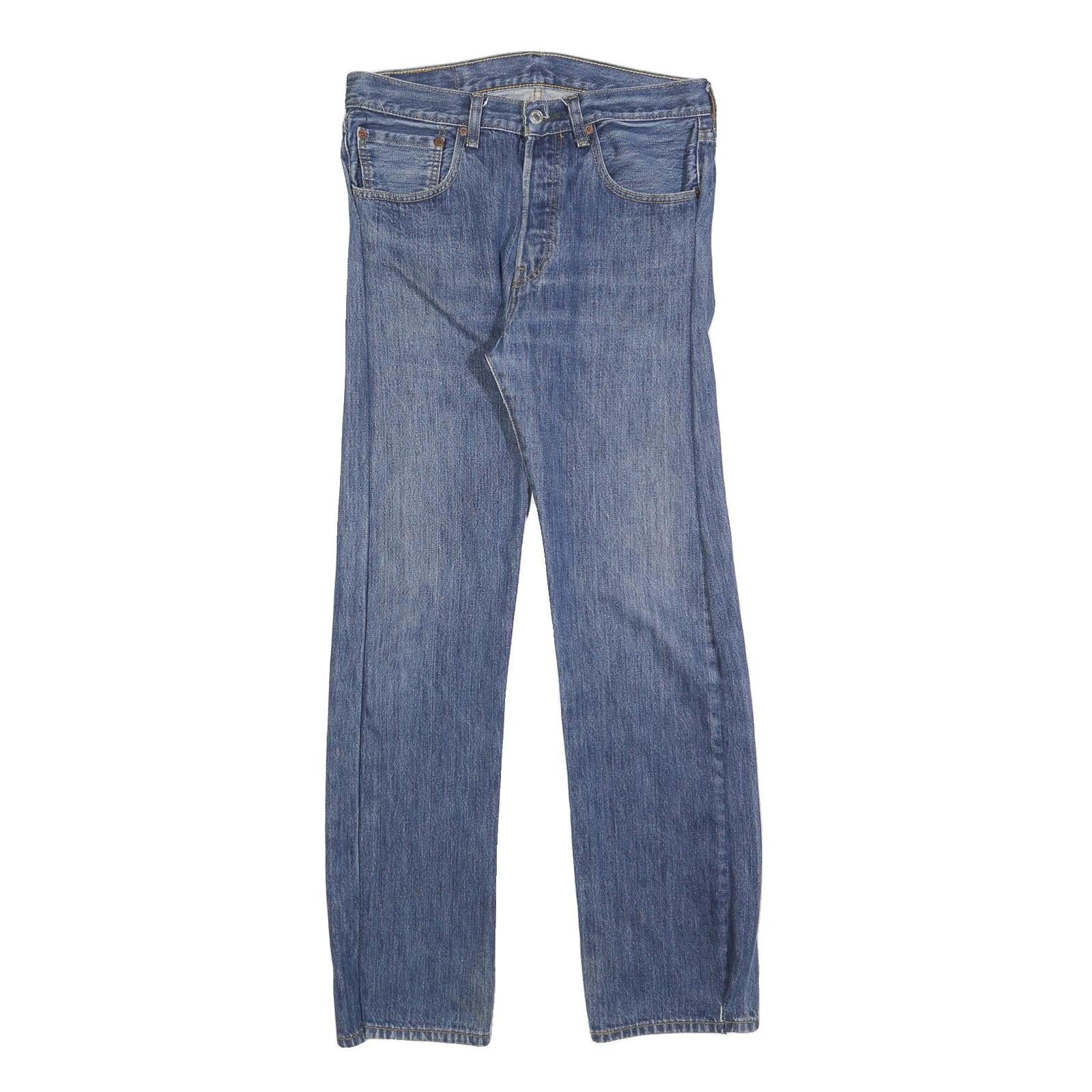 LEVI'S 501 Mens Jeans Blue Regular Straight Denim Raw W31 L32 Classic Button Fly