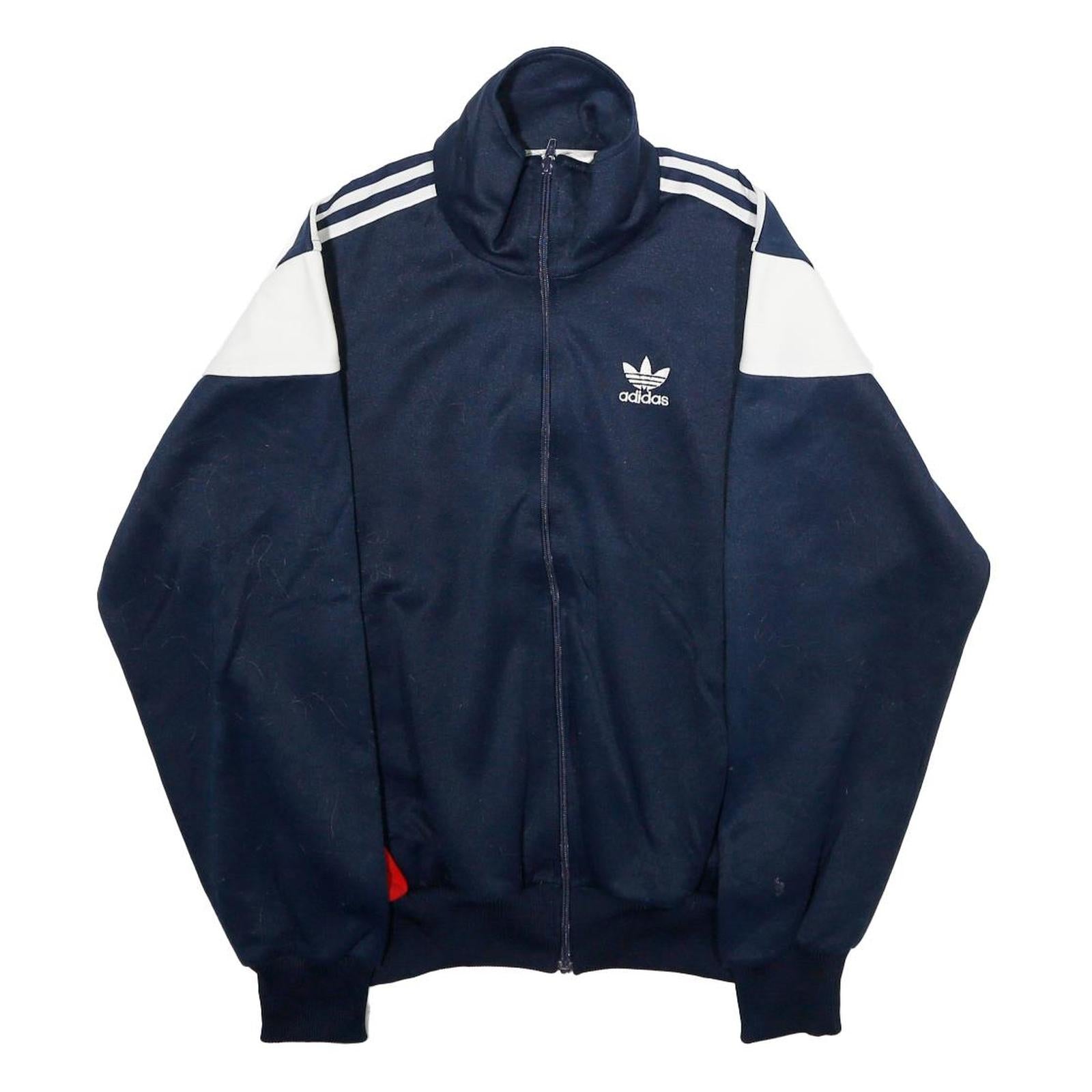 ADIDAS Mens Navy Blue White Track Jacket M Polyester Zip Sportswear Retro Style