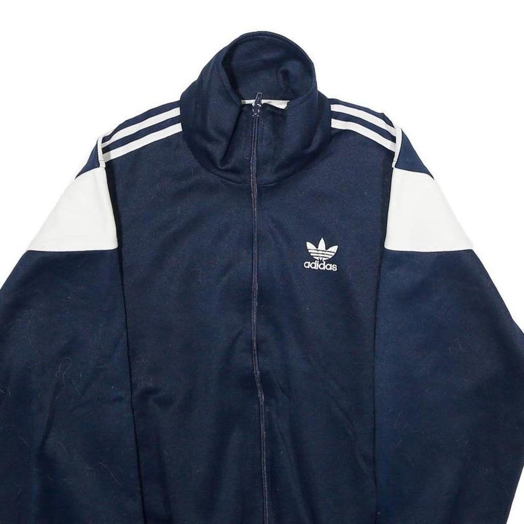 ADIDAS Mens Navy Blue White Track Jacket M Polyester Zip Sportswear Retro Style