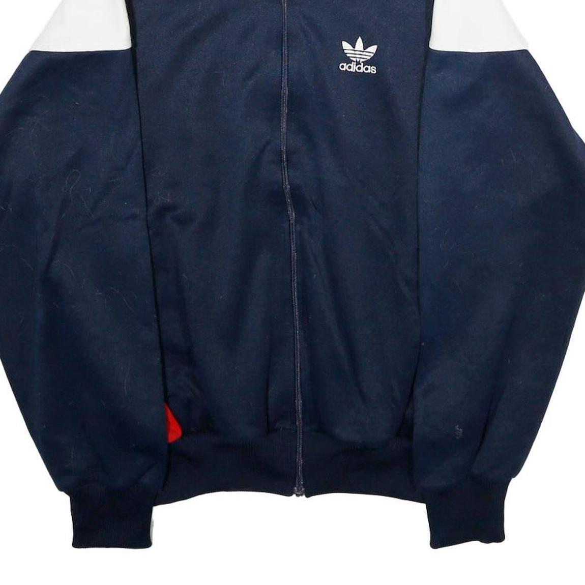 ADIDAS Mens Navy Blue White Track Jacket M Polyester Zip Sportswear Retro Style