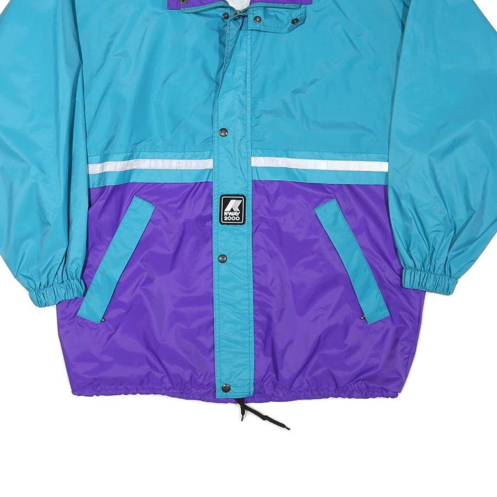 K WAY Mens Blue & Purple Zip Jacket S Polyester Blend Colourblock Windbreaker