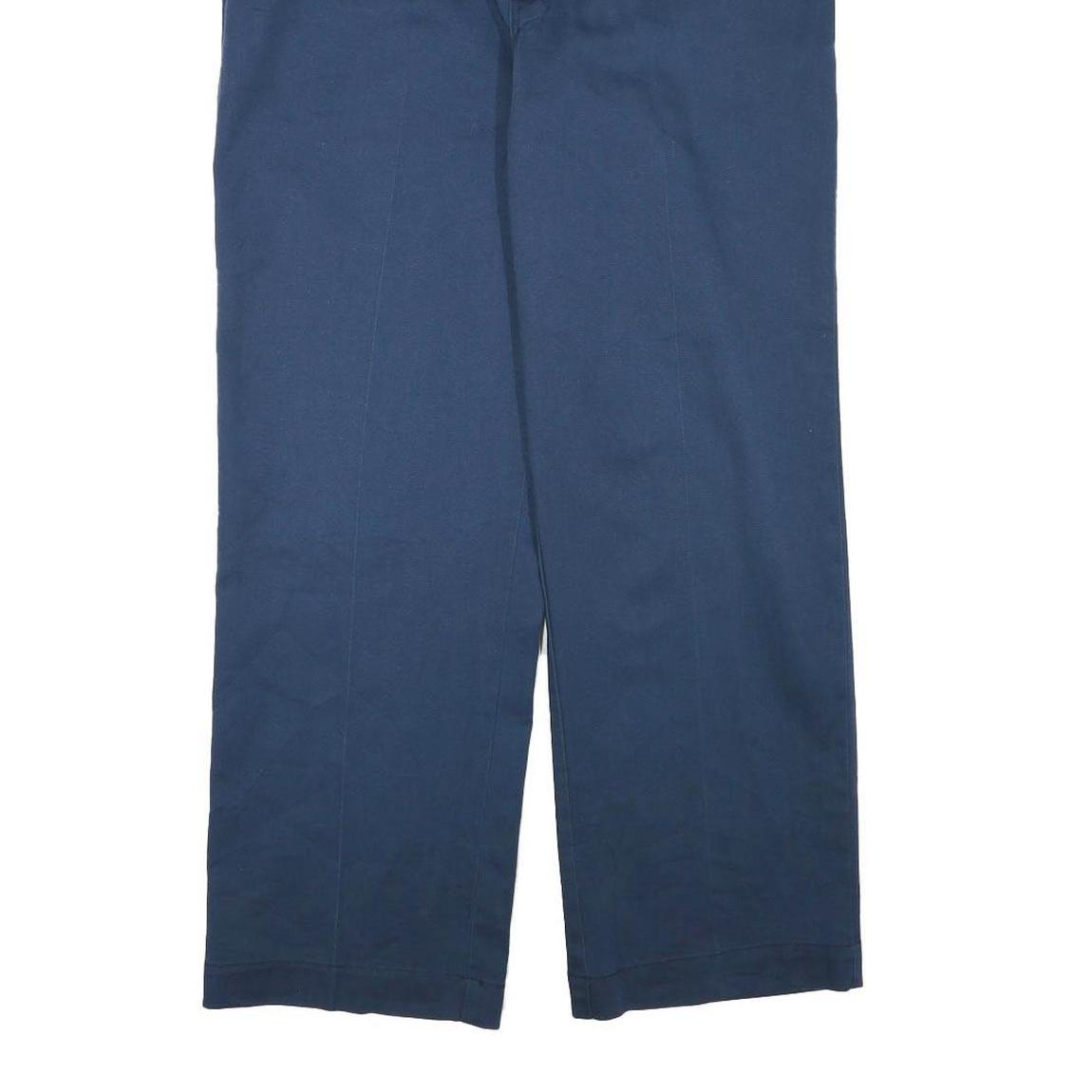 DICKIES Mens Cotton Blend Navy Blue Regular Fit Straight Leg Trousers W34 L29