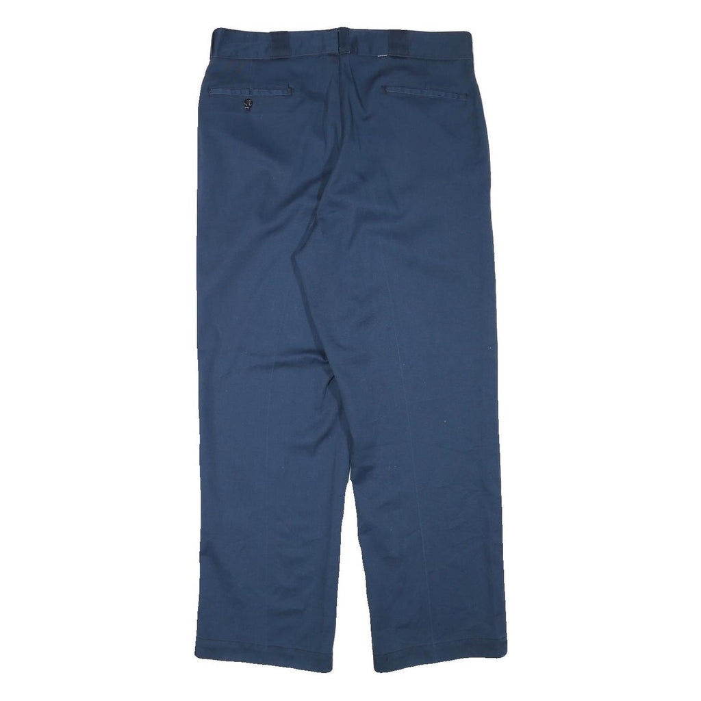 DICKIES Mens Cotton Blend Navy Blue Regular Fit Straight Leg Trousers W34 L29