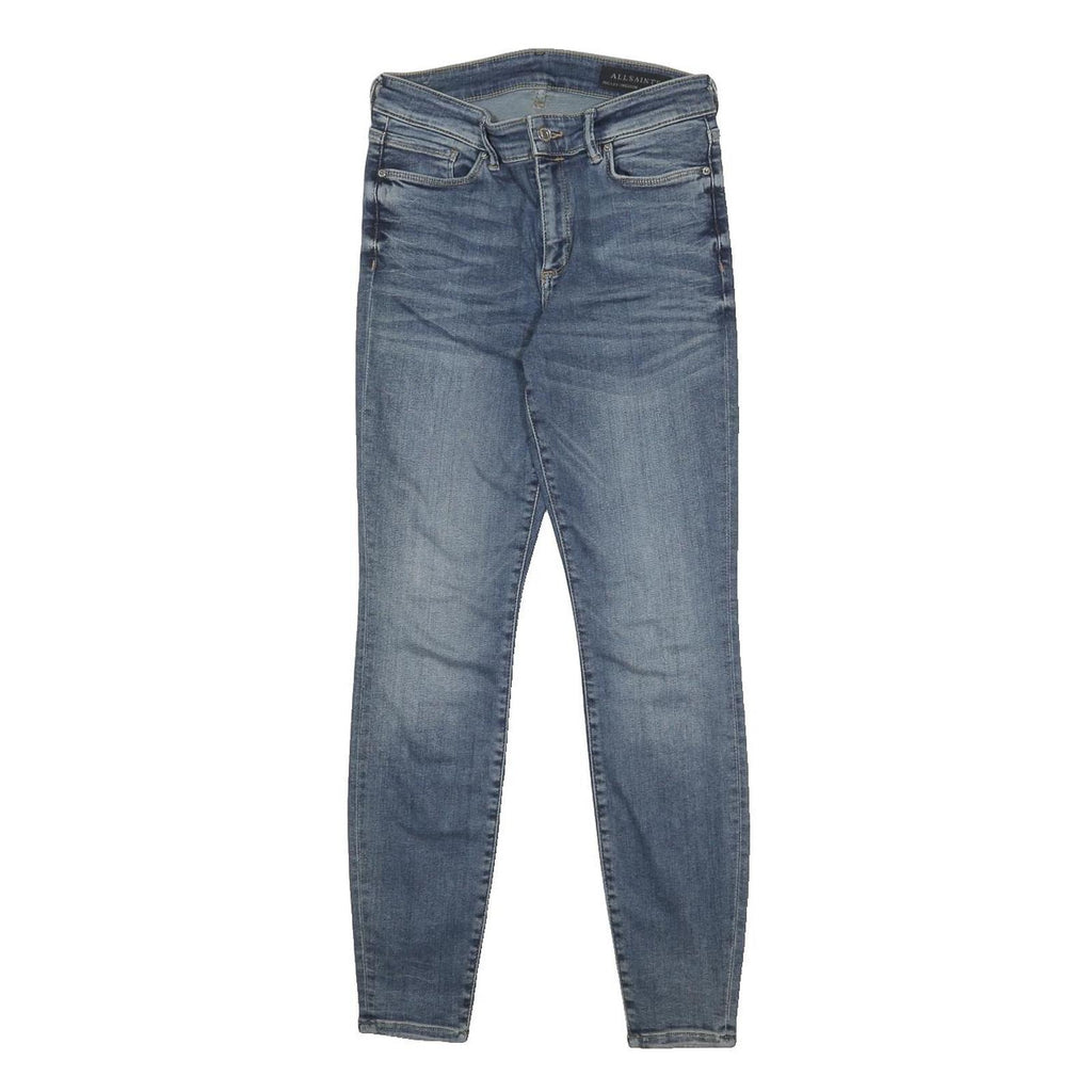 ALL SAINTS Womens Slim Blue Skinny Denim Medium W26 L28 Zip Cotton Blend Jeans