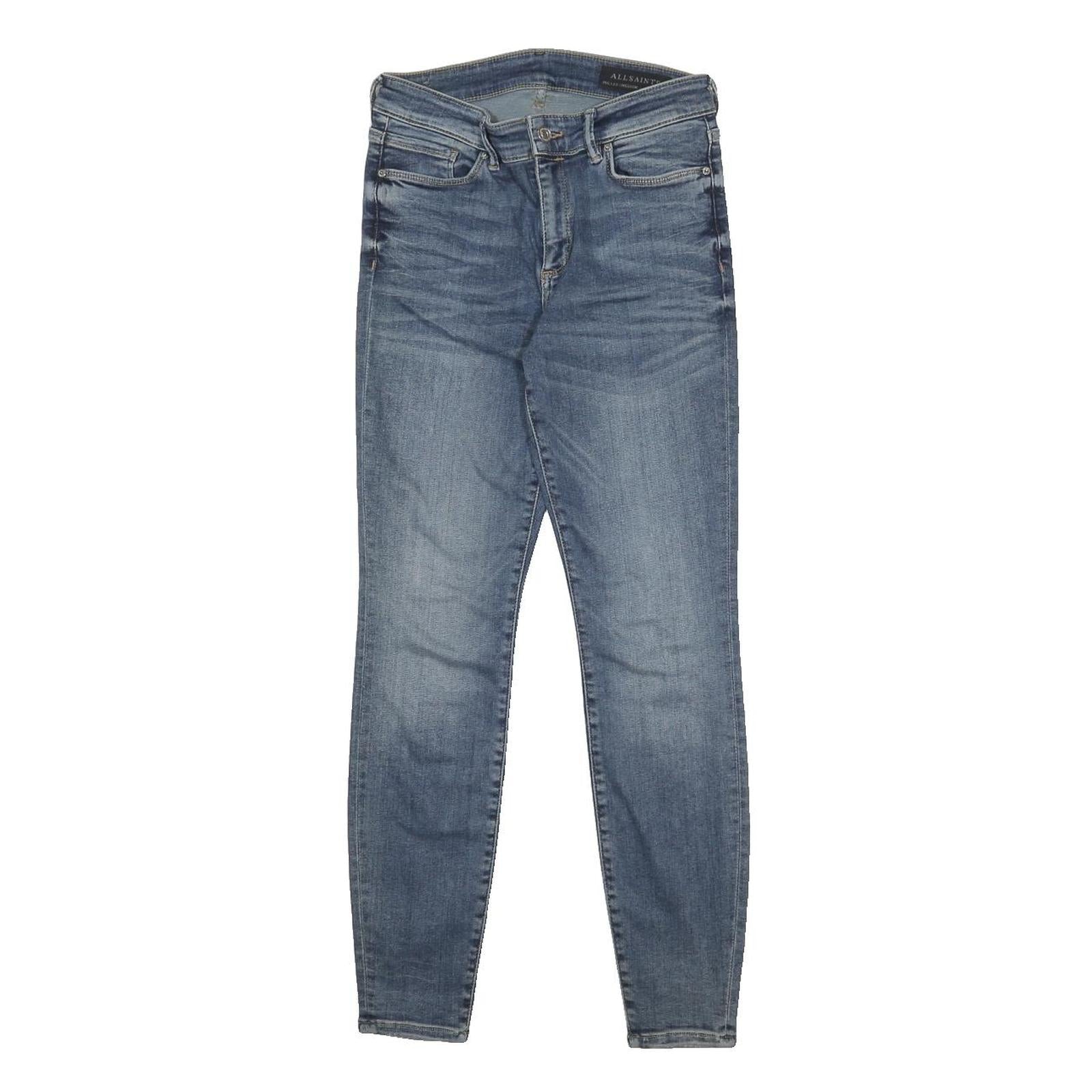 ALL SAINTS Womens Slim Blue Skinny Denim Medium W26 L28 Zip Cotton Blend Jeans