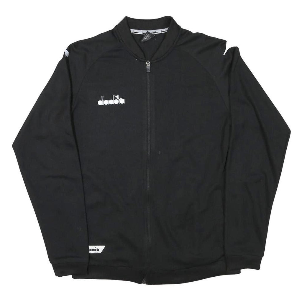 DIADORA Mens Black Track Jacket S Polyester Blend Plain Zip Lightweight
