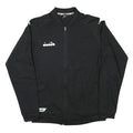 DIADORA Mens Black Track Jacket S Polyester Blend Plain Zip Lightweight