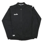 DIADORA Mens Black Track Jacket S Polyester Blend Plain Zip Lightweight