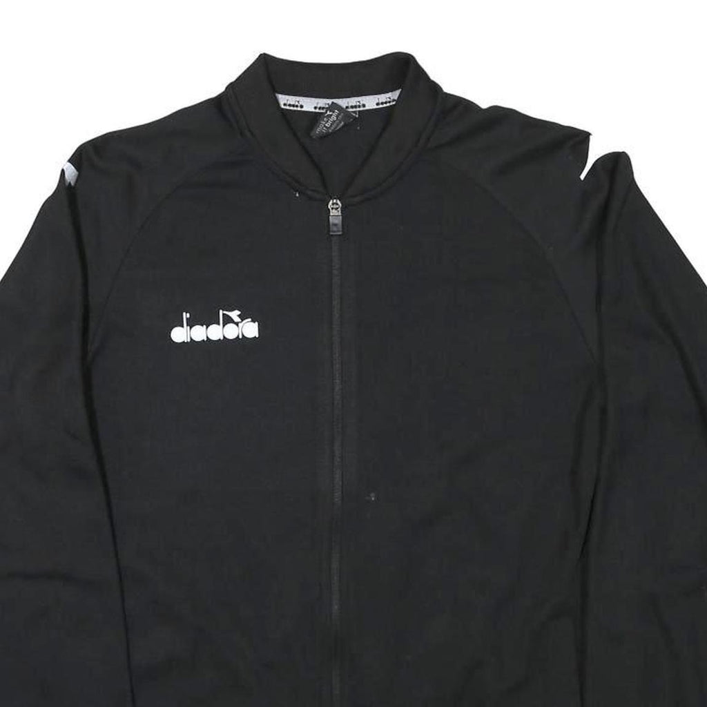 DIADORA Mens Black Track Jacket S Polyester Blend Plain Zip Lightweight