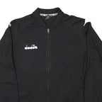 DIADORA Mens Black Track Jacket S Polyester Blend Plain Zip Lightweight