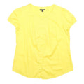 THEORY Womens Yellow Basic Top Short Sleeve Round Neck S Stylish Cotton Blend