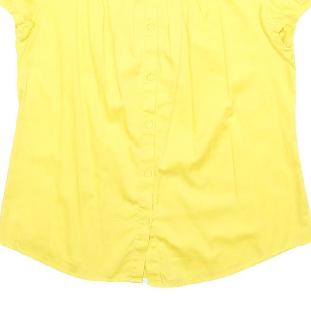 THEORY Womens Yellow Basic Top Short Sleeve Round Neck S Stylish Cotton Blend