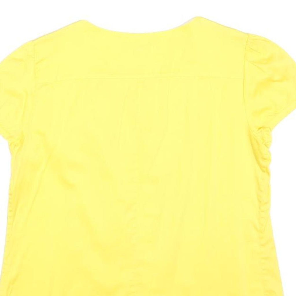 THEORY Womens Yellow Basic Top Short Sleeve Round Neck S Stylish Cotton Blend
