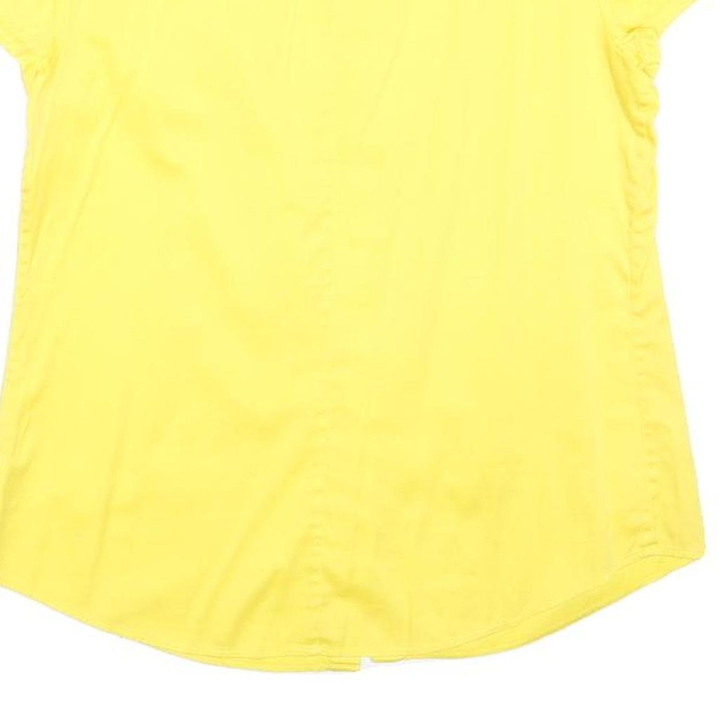 THEORY Womens Yellow Basic Top Short Sleeve Round Neck S Stylish Cotton Blend