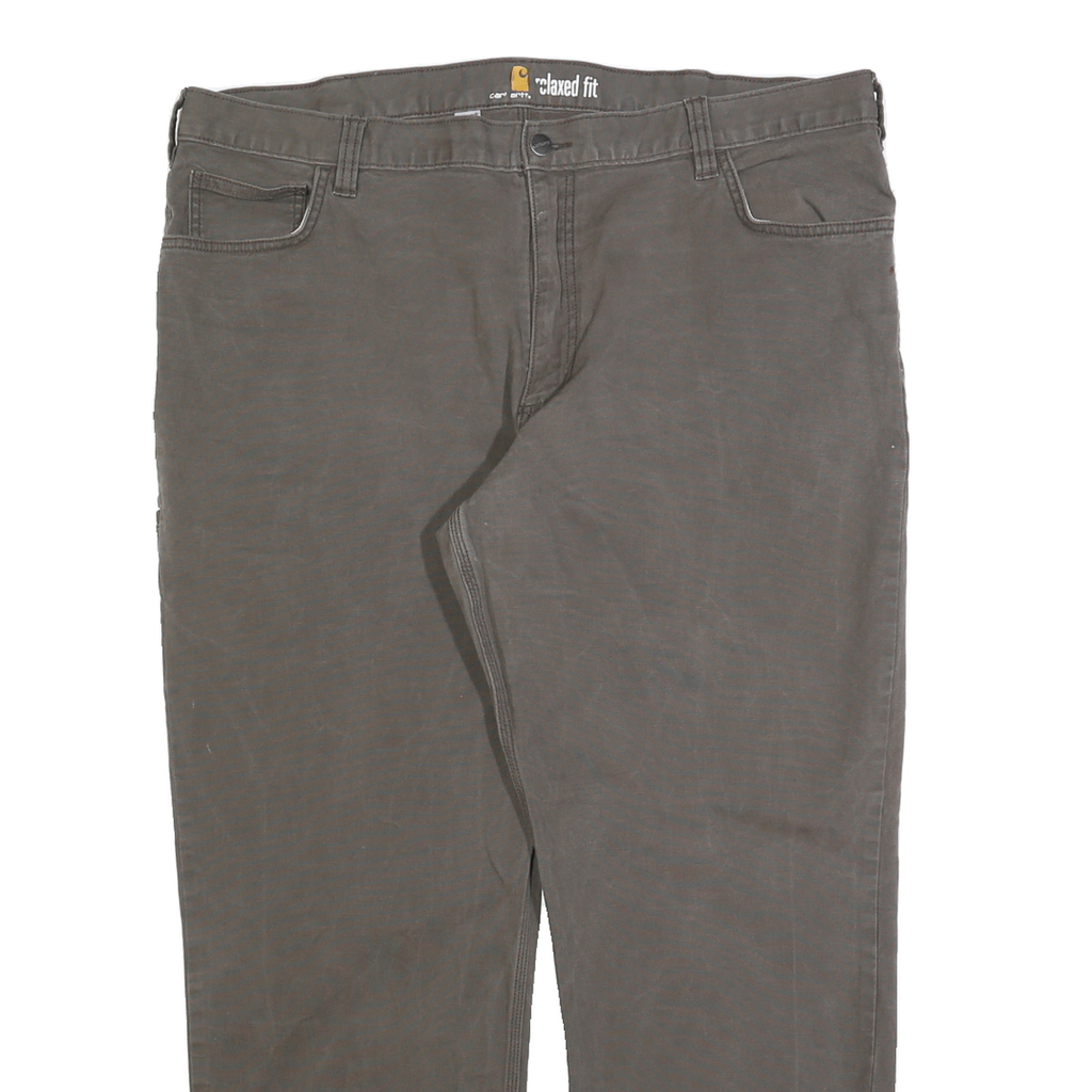 CARHARTT Mens Cotton Blend Relaxed Fit Brown Straight Trousers W42 L30 Workwear