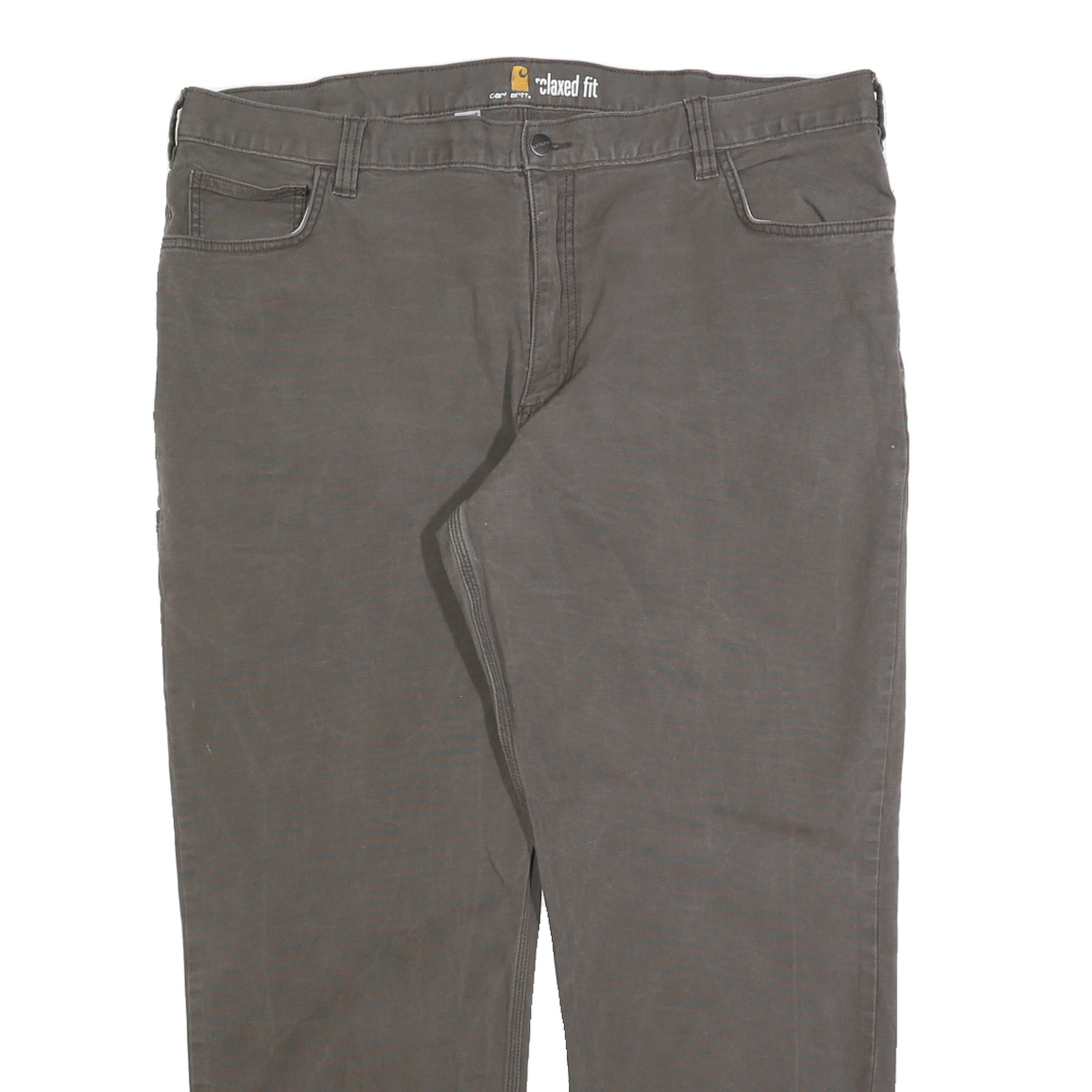 CARHARTT Mens Cotton Blend Relaxed Fit Brown Straight Trousers W42 L30 Workwear