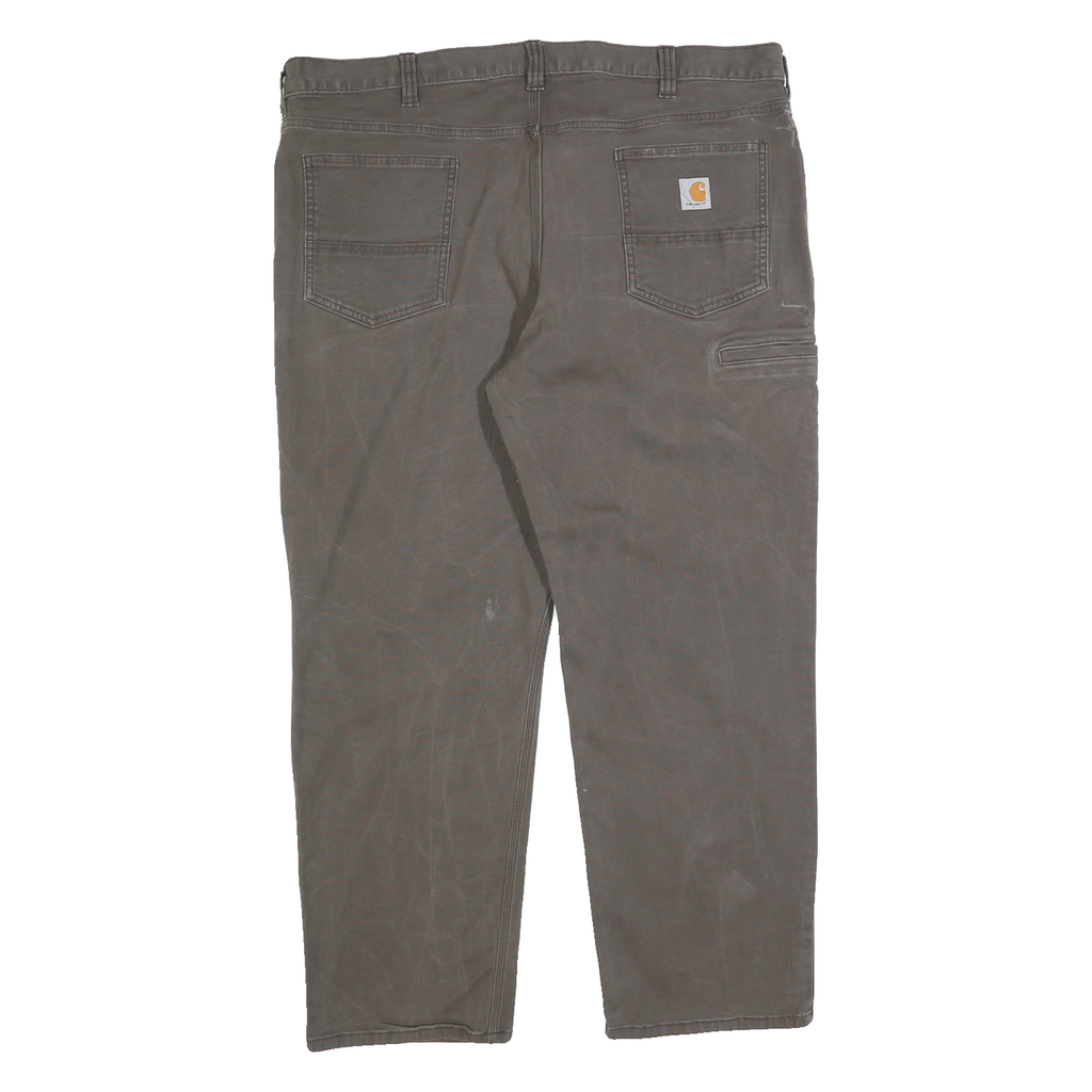 CARHARTT Mens Cotton Blend Relaxed Fit Brown Straight Trousers W42 L30 Workwear