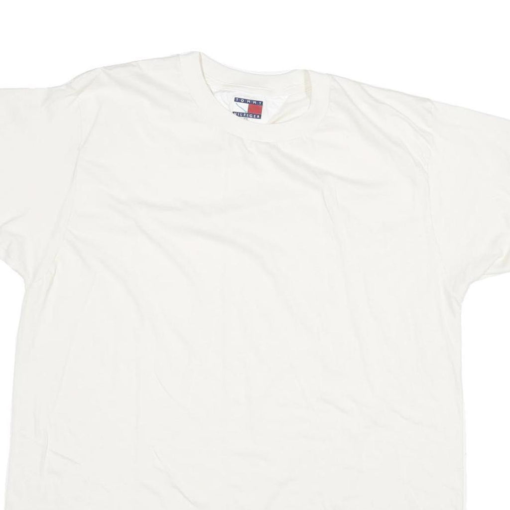 TOMMY HILFIGER Mens White XL Classic T-Shirt Short Sleeve Crew Neck Logo Print