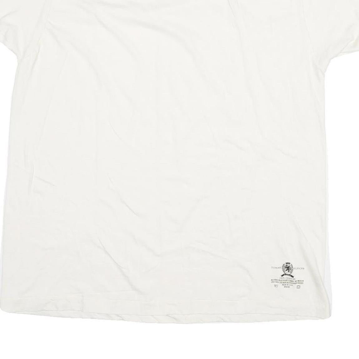 TOMMY HILFIGER Mens White XL Classic T-Shirt Short Sleeve Crew Neck Logo Print