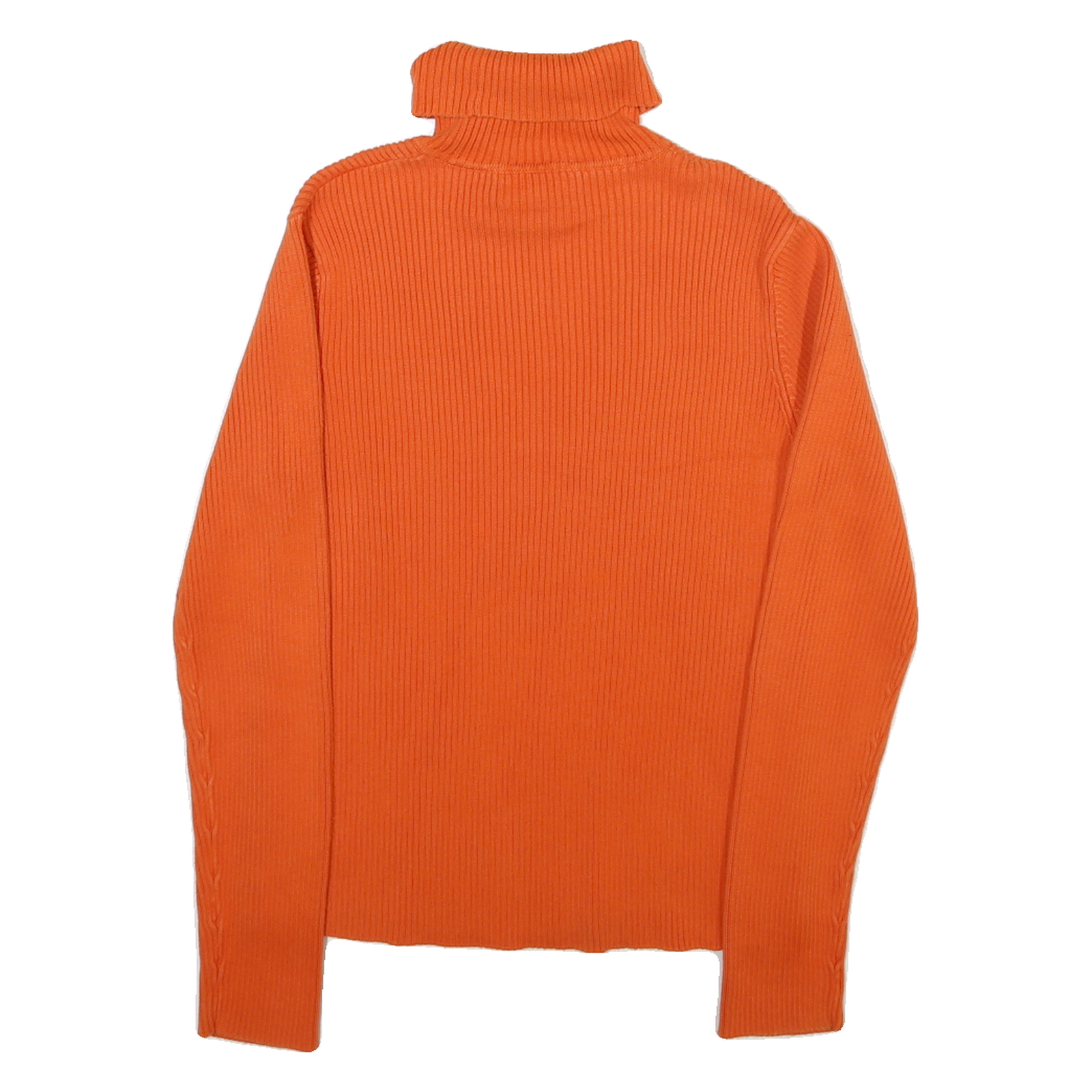 LAUREN RALPH LAUREN Womens Orange Plain Cotton Jumper Roll Neck Rib Knit M