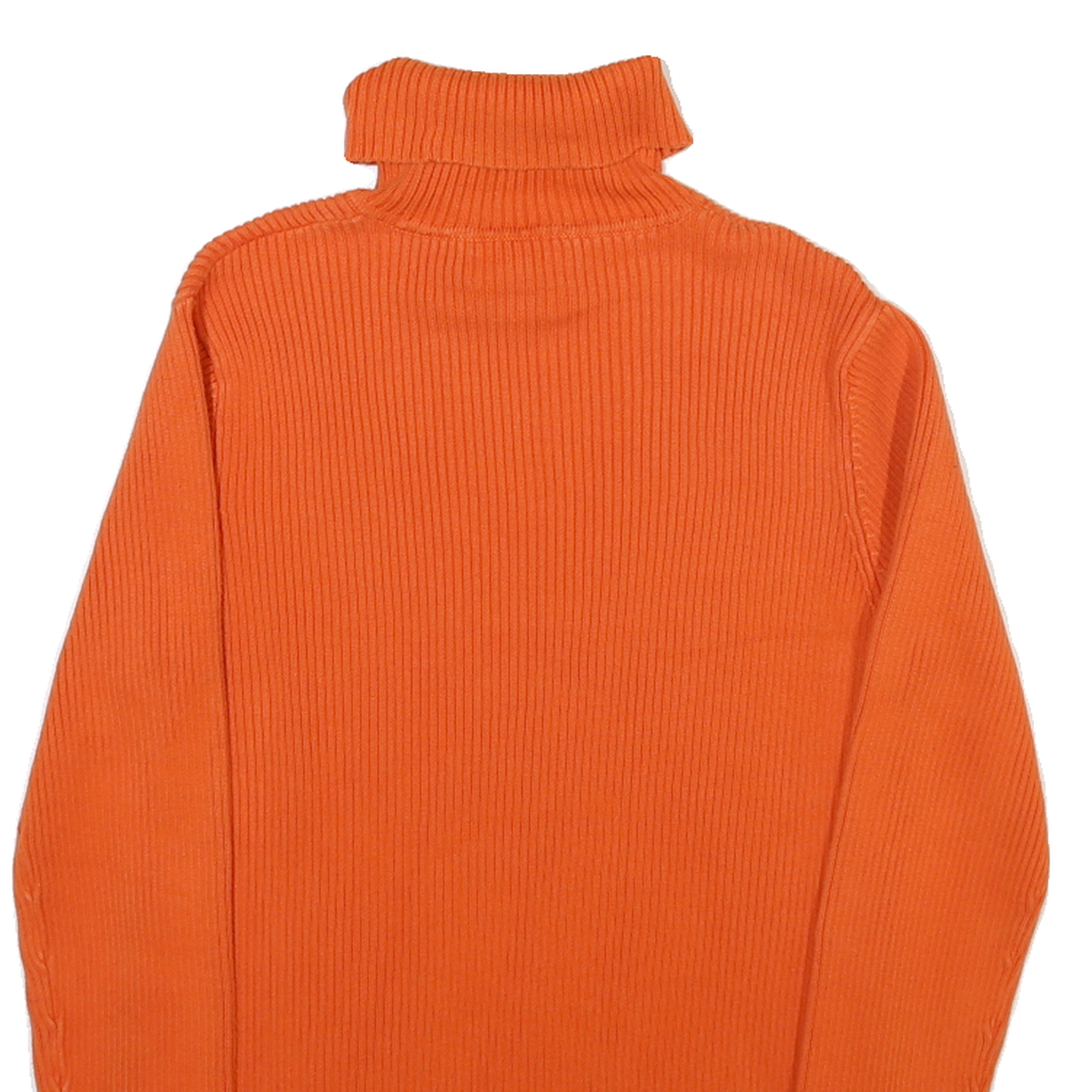 LAUREN RALPH LAUREN Womens Orange Plain Cotton Jumper Roll Neck Rib Knit M