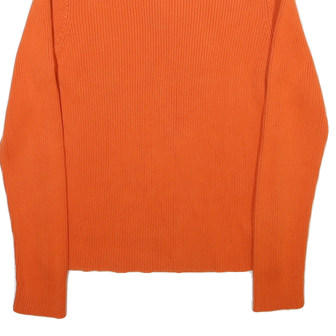 LAUREN RALPH LAUREN Womens Orange Plain Cotton Jumper Roll Neck Rib Knit M