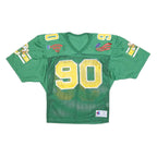 CHAMPION Mens Green Yellow Freedom Bowl VII Football Jersey S Short Sleeve V