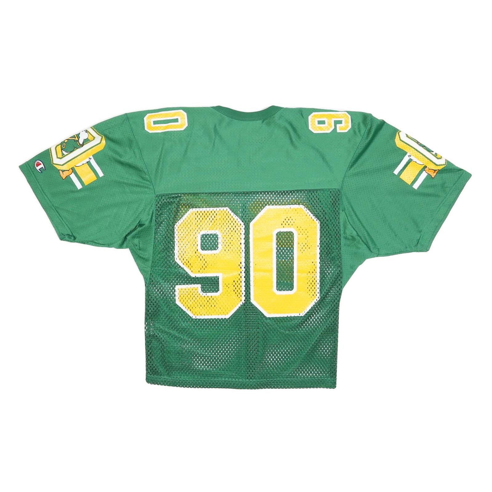 CHAMPION Mens Green Yellow Freedom Bowl VII Football Jersey S Short Sleeve V