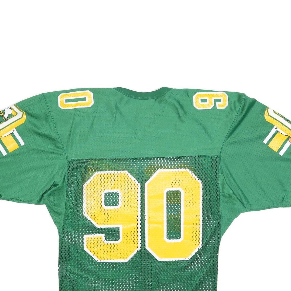 CHAMPION Mens Green Yellow Freedom Bowl VII Football Jersey S Short Sleeve V