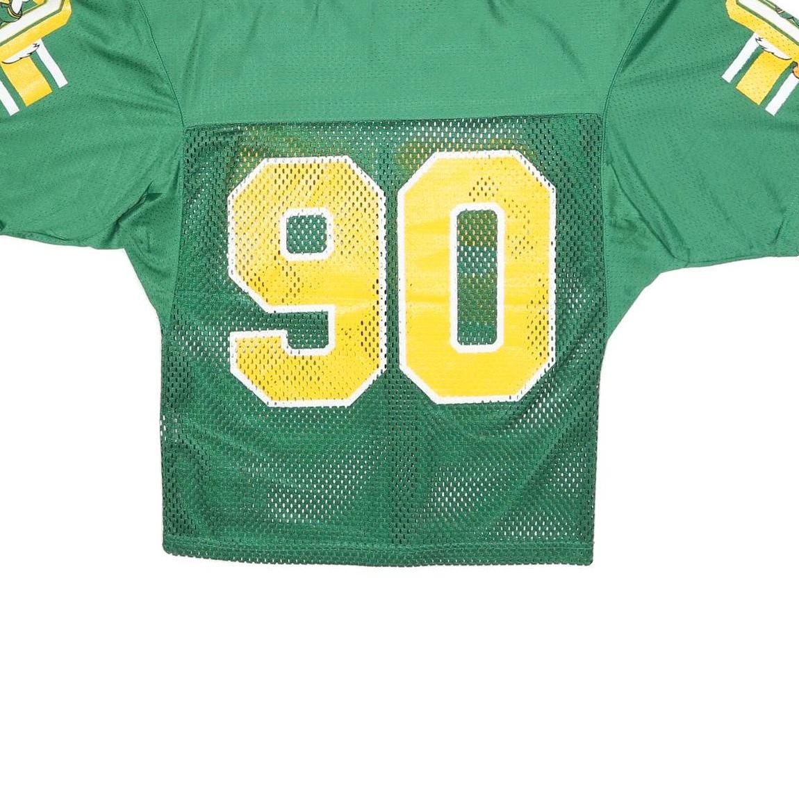 CHAMPION Mens Green Yellow Freedom Bowl VII Football Jersey S Short Sleeve V