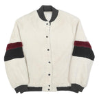 Womens Cream Black & Maroon Button Jacket L Polyester Blend Plain Casual