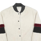 Womens Cream Black & Maroon Button Jacket L Polyester Blend Plain Casual