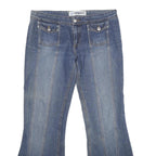 ANCHOR BLUE Womens Jeans Blue Loose Flared Denim Medium W34 L32 Buttoned Pockets
