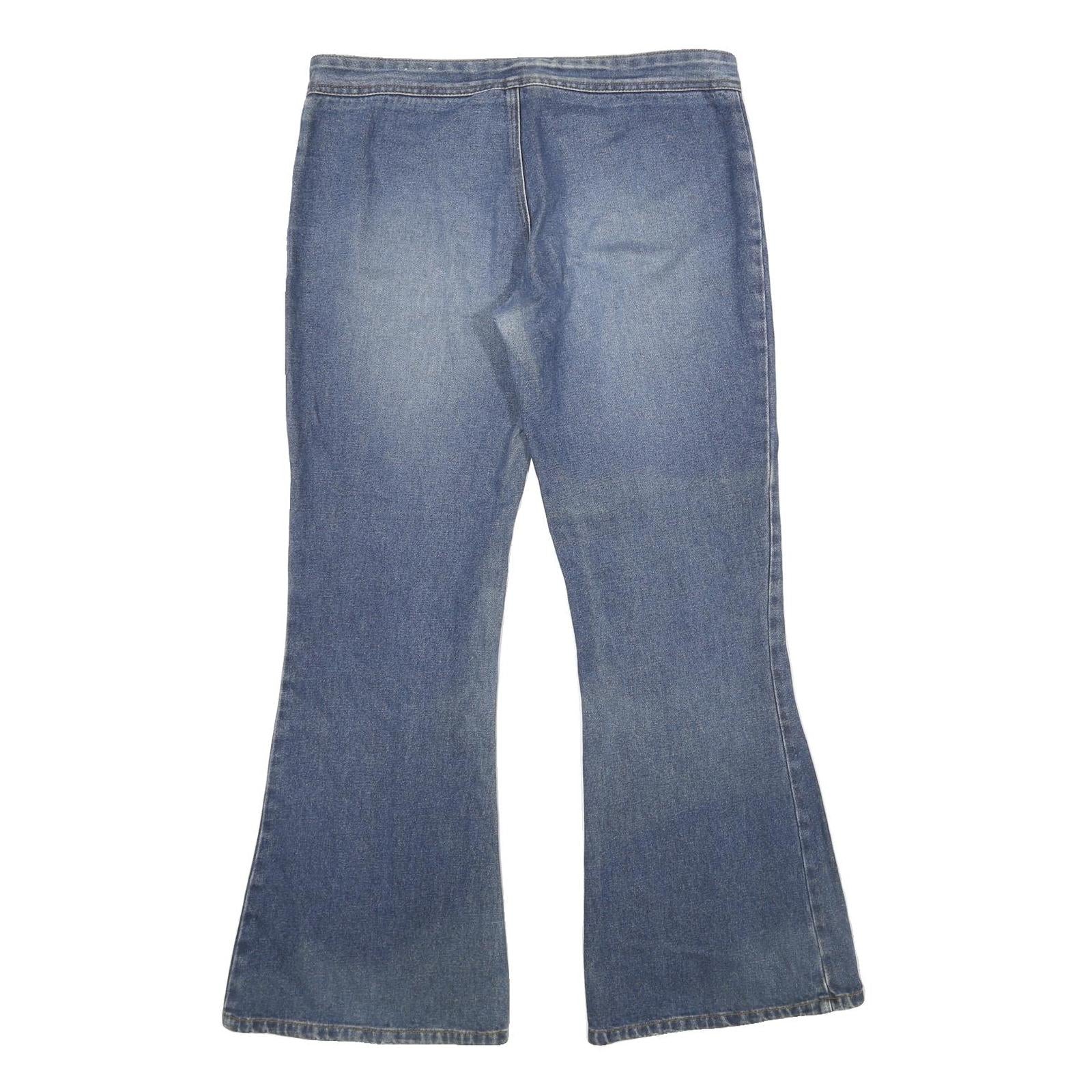 ANCHOR BLUE Womens Jeans Blue Loose Flared Denim Medium W34 L32 Buttoned Pockets