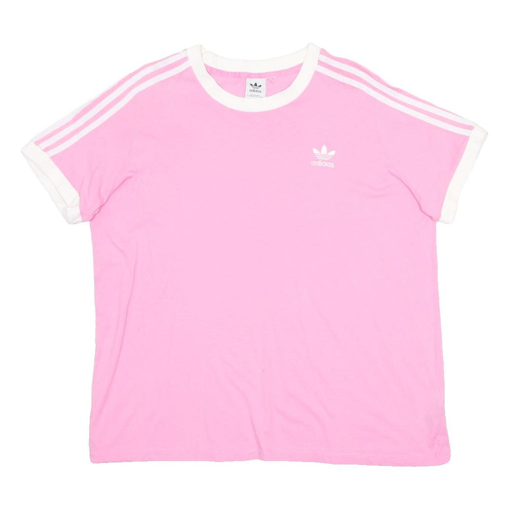 ADIDAS Womens Pink & White Graphic T-Shirt L Short Sleeve Crew Neck Casual