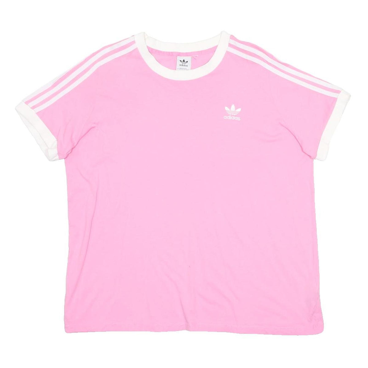 ADIDAS Womens Pink & White Graphic T-Shirt L Short Sleeve Crew Neck Casual