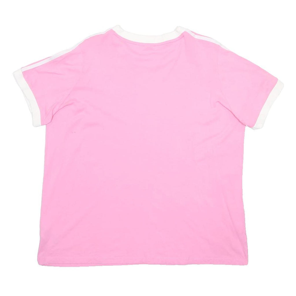 ADIDAS Womens Pink & White Graphic T-Shirt L Short Sleeve Crew Neck Casual