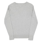 TOMMY HILFIGER Womens Grey Plain Jumper V-Neck Basic Knit M Classic Cotton Blend