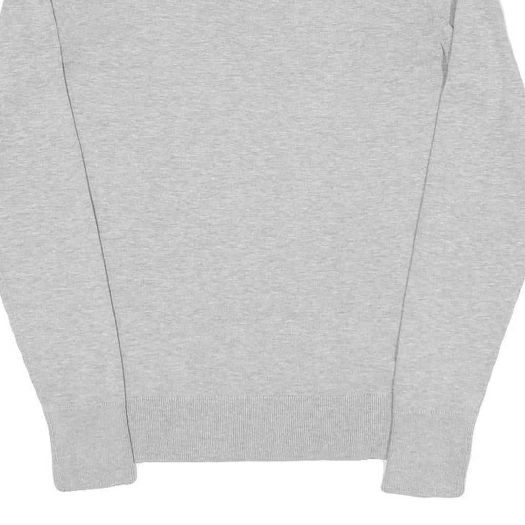 TOMMY HILFIGER Womens Grey Plain Jumper V-Neck Basic Knit M Classic Cotton Blend