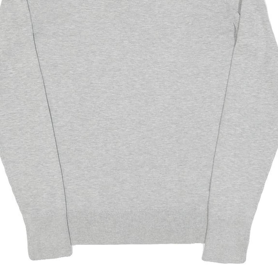 TOMMY HILFIGER Womens Grey Plain Jumper V-Neck Basic Knit M Classic Cotton Blend