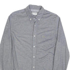 LACOSTE Mens Grey Cotton Long Sleeve Shirt M Button Down Collar Classic Fit