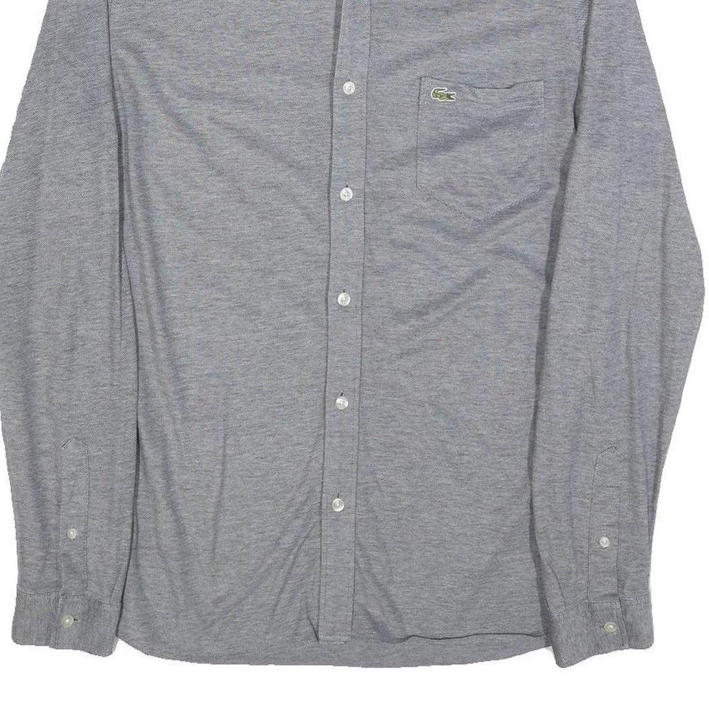 LACOSTE Mens Grey Cotton Long Sleeve Shirt M Button Down Collar Classic Fit