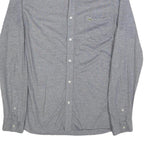 LACOSTE Mens Grey Cotton Long Sleeve Shirt M Button Down Collar Classic Fit