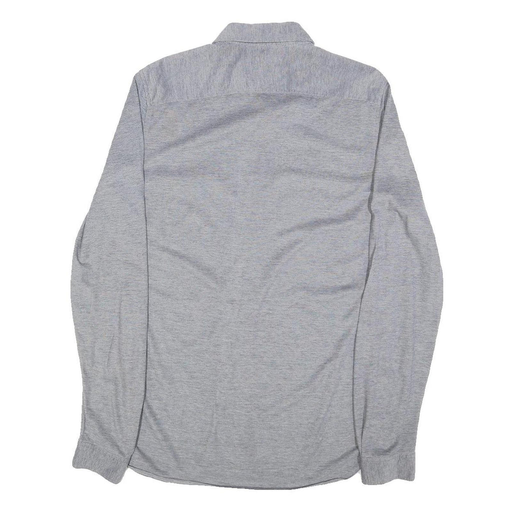 LACOSTE Mens Grey Cotton Long Sleeve Shirt M Button Down Collar Classic Fit