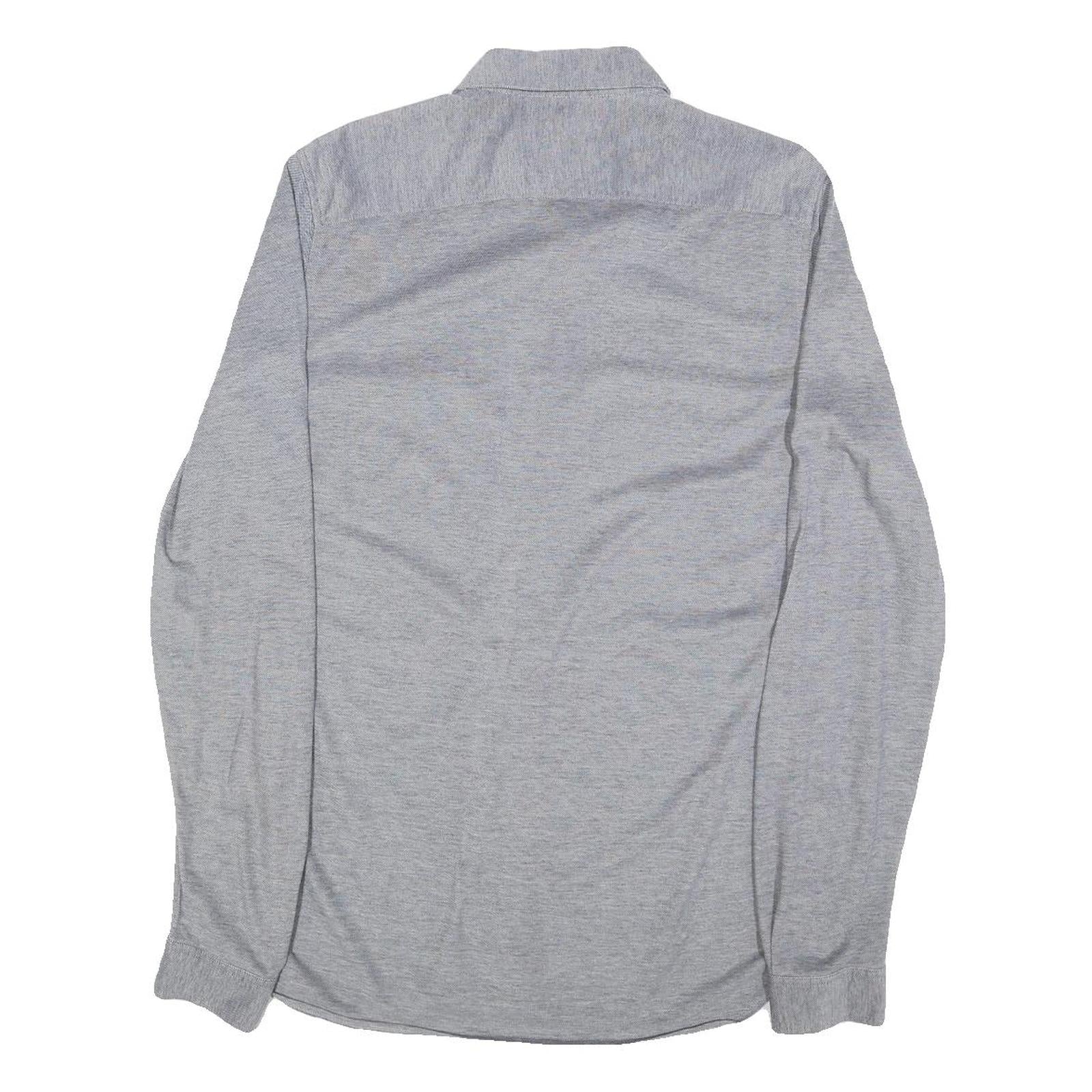 LACOSTE Mens Grey Cotton Long Sleeve Shirt M Button Down Collar Classic Fit