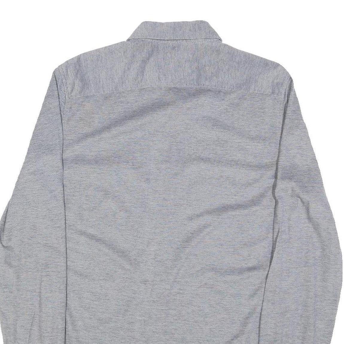 LACOSTE Mens Grey Cotton Long Sleeve Shirt M Button Down Collar Classic Fit