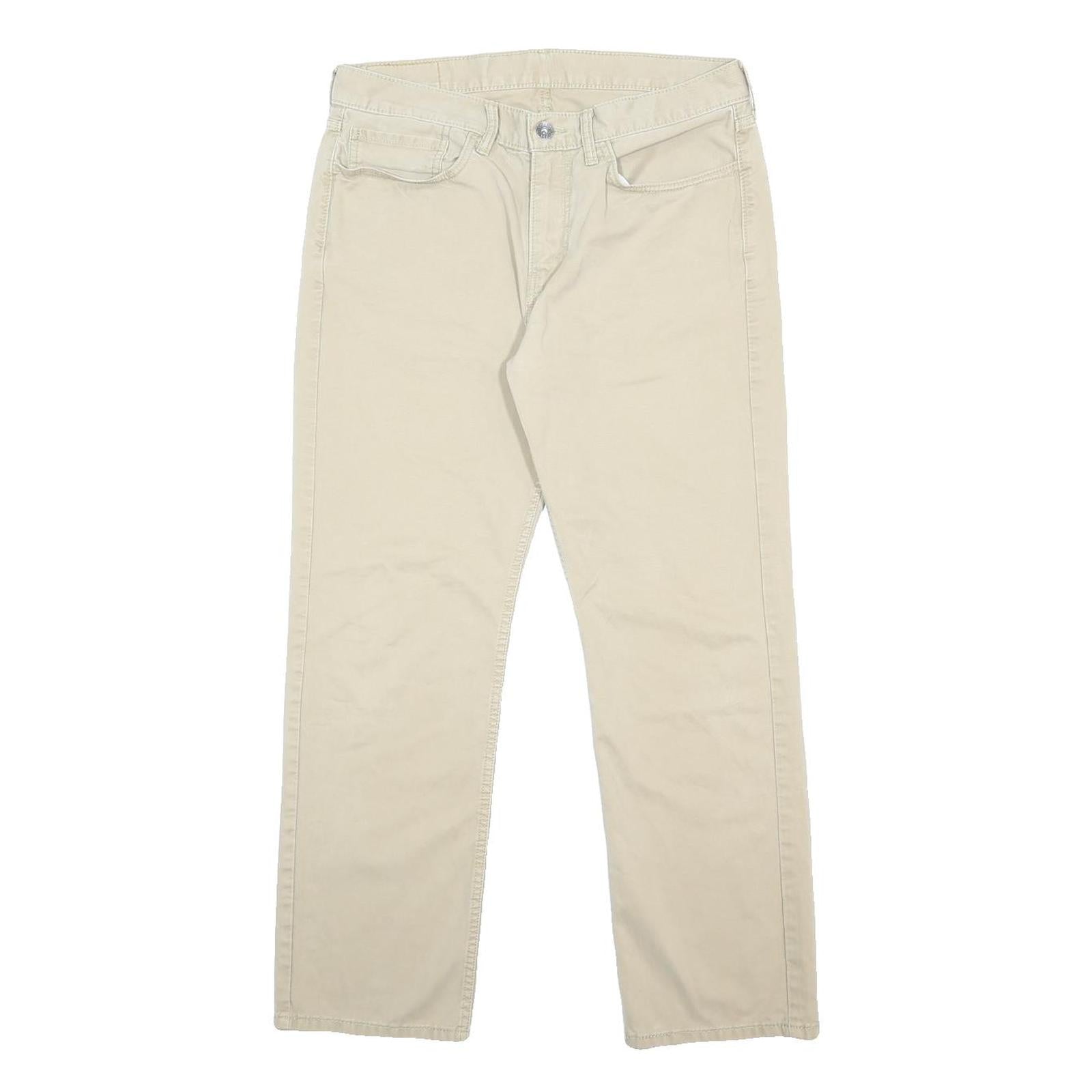 LEVI'S Mens Cotton Slim Beige Trousers W34 L30 Classic Zip Casual Wear
