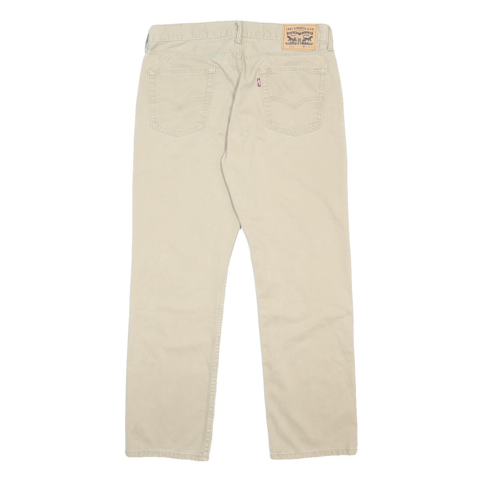LEVI'S Mens Cotton Slim Beige Trousers W34 L30 Classic Zip Casual Wear